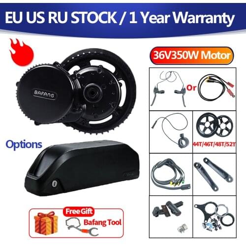 36V 350W Bafang BBS01B Mid Drive Ebike Motor Electric Bike Conversion Kit with13AH 15.6AH 19.2AH Bicycle Battery Samsung Cell