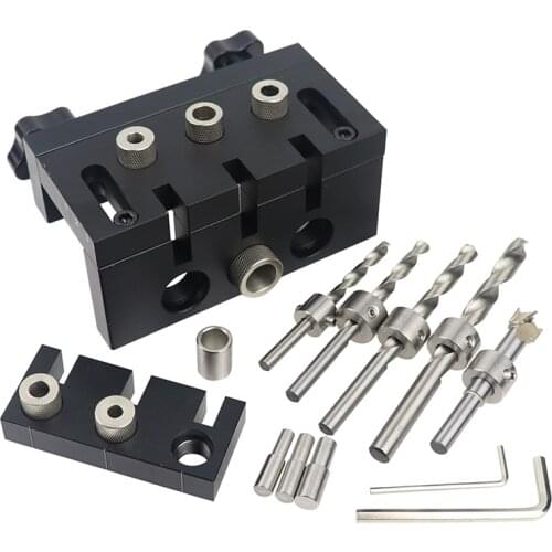 Woodworking Doweling Jig Kit 3 in 1 Drilling Guide Locator Hole Puncher For DIY Furniture Eccentric Wheel Nut Connecting Tools