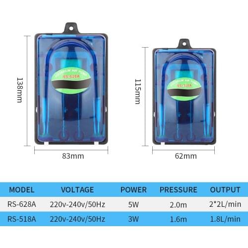 Small aquarium air pump quiet 220v 3w 5w RiSheng RS-518A/628A transparent Compressor for aquarium fish tank accessories