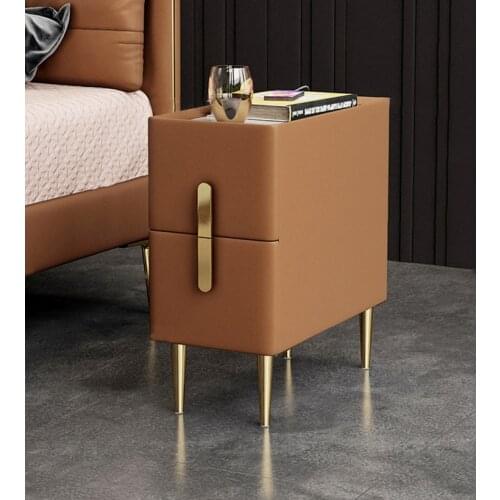 Mini all solid wood bedside table modern light luxury bedroom bedside table simple ultra narrow rock plate 25cm30cm cabinet