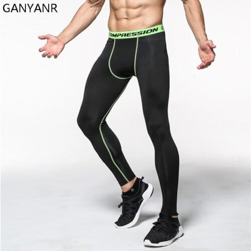 GANYANR Running Tights Men Sport Yoga Basketball Fitness Legging Gym Compression Pants Athletic Bodybuilding Jogging quick dry