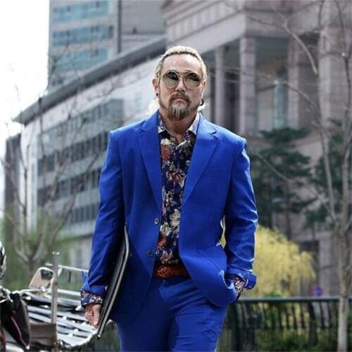 Korean mens new spring and autumn pure color single breasted slim fit fashion casual suit suit youth one piece top