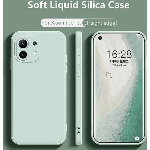 Luxury Square Phone Case For Xiaomi Mi POCO F3 Redmi Note 7 8 9 10 9A K20 K40 Pro Original Liquid Silicone Shockproof Soft Cover