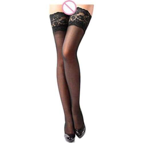 2020 New Sexy Lingerie Lace Stocking Black White Transparent Stock Hot Sexy Legs Long Tube High Tube Thigh Stocking Lovely stock