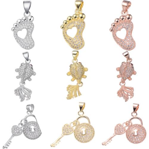 Copper Micro Pave Jewelry Shining Zircon Tortoise Charms For Jewelry Making Diy Animal Dangle Charms Jewelry Accessories Bijoux