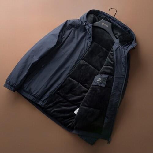 New Arrival Fashion High Quality Winter Plush Thickened Hooded Men Youth Fashion Printed Coat Casual Jackets plus size M-3XL 4XL