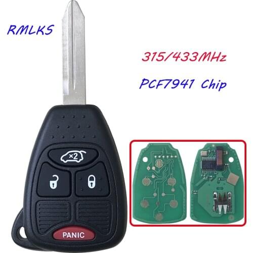 New Uncut Remote Key Fob 3BTN+Panic 315Mhz 433MHz ID46 PCF7941 Chip For Chrysler For Dodge For Jeep FCC M3N FCC OHT