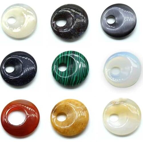 Wholesale 12pcs Assorted Crystal Natural Stone Circular shape charms Pendants Fashion Necklaces Jewelry Free Shipping
