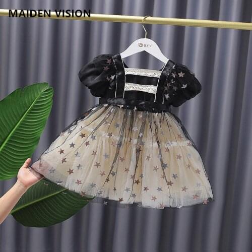 Summer 2021Baby Dress Puff sleeve Girls Gowns star Kids Princess 1st Birthday Party Clothes NewBorn Girls Dresses Baby outfit