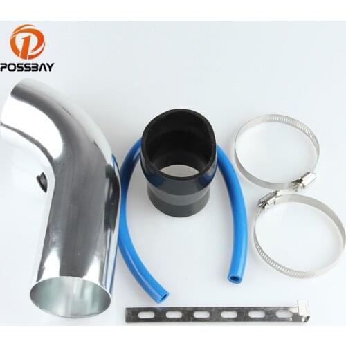 POSSBAY 6Pcs 3'' 75mm Car Cold Air Intake System Turbo Induction Pipe Tube + Cone Air Filter Black Silicone Vacuum Hose