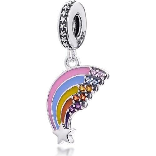 Colorful Rainbow Dangle Charm 925 Sterling Silver Jewelry DIY Beads for Women Gift fit Bracelets 2021 Spring Newest 021379