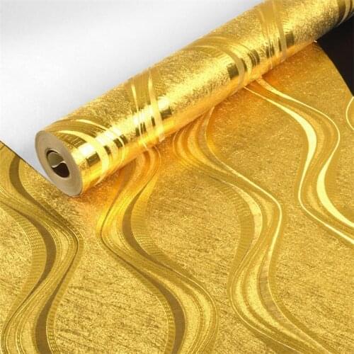 Beibehang Luxurious European Golden Pastoral Floral Background Wallpaper Bedroom 3D Gold Foil Wallpaper Mural papel de parede