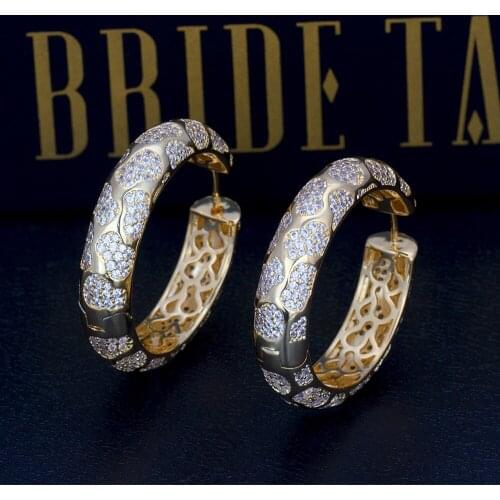 Bride Talk Indian Shining Charming Trendy Round Earring Cubic Zirconia Fashion Hoop Earrings For Women Wedding Beautiful Gift