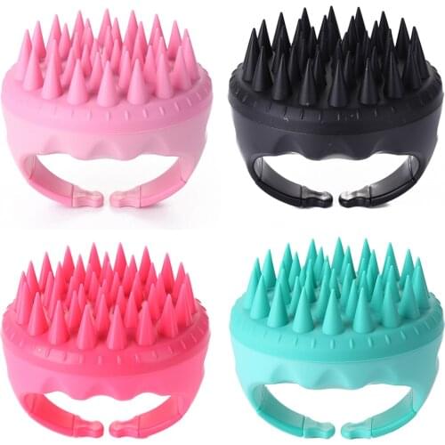 Shampoo Brush Hair Scalp Massager Wet and Dry Hair Shampoo Brushes Soft Silicon Rubber Brush Hair Cleaning Body Scrubber