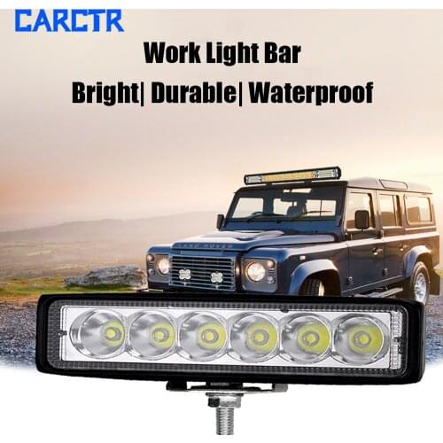 CARCTR 6LED Strip 18W Work Light Bar Spotlight Floodlight 6000K Off-road Vehicle Dome Car Work Lights Offroad Accessories 4x4