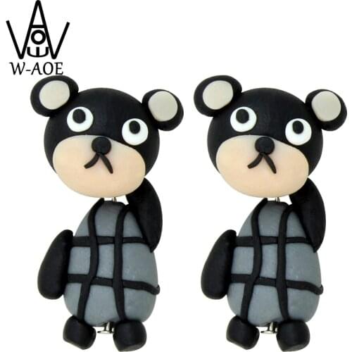 TTPAIAI 30 Brand Handmade Polymer Clay Cute Bear Stud Earrings Fashion Jewelry Cartoon Animal Earrings For Women Girl Best Gift