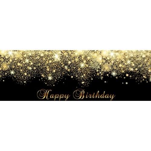 Gold Glitter Photography Backdrop Black Happy Birthday Party Backgrounds for Photo Studio 7x5ft Vinyl
