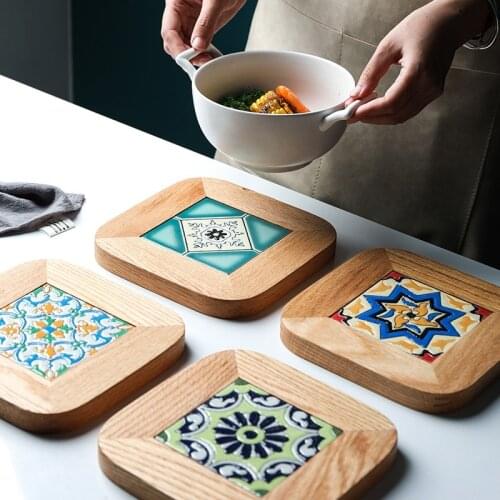 Vintage Mug Coaster Wooden Coffee Tea Cup Coasters Insulation Mat Kitchen Placemat Bowl Pads Pot Holder Kitechen Table Decor