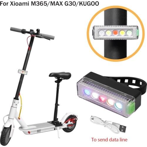 Scooter Waterproof LED Light USB Charging Safety Warning Lamp for Kugoo Flashlight For Xiaomi Mijia M365 Max G30 Accessories