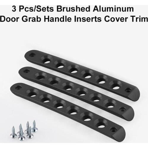 VODOOL 3pcs Aluminum Door Handle Insert Cover Grab Tailtage Bar Trim Car Interior Accessories Parts for Wrangler JK 2007-2017