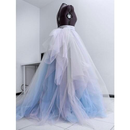Romantic Bridal Tulle Skirts Women Zipper Blue Puffy Long Tulle Skirt Maxi Custom Made 2021 Spring Skirt Tulle