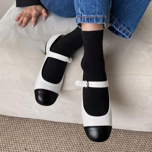 JapaneHigh Quality 2021 New Women Ballet Flats Leather Women Shoes Brand Loafers Women Casual Shoes Large Loafers 44 45 46