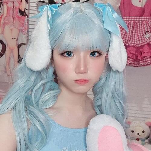 1 Pair Anime Cosplay Women Plush Bunny Dog Ears Headdress Kawaii Bowknot Lolita Headband Jewelry Accessories Halloween Christmas