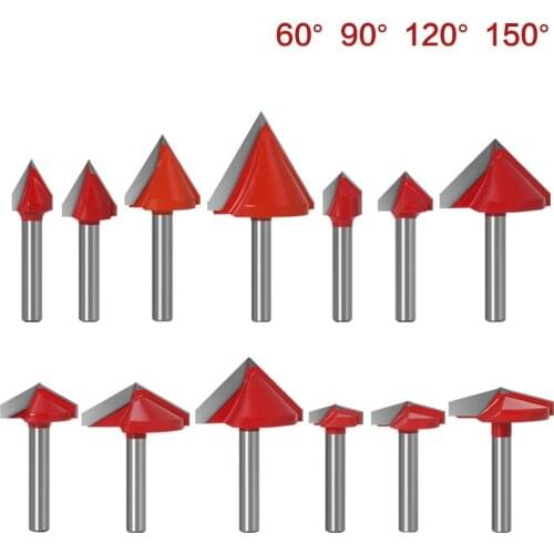 1pcs 6mm V Bit CNC Solid Carbide End Mill Tungsten Steel Woodworking Milling Cutter 3D Wood MDF Router Bit 60 90 120 150 degrees