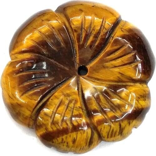 FYSL 10 Pcs Flower Shape Tiger Eye Stone Pendant for Women Gray Agates Ethnic Style Jewelry
