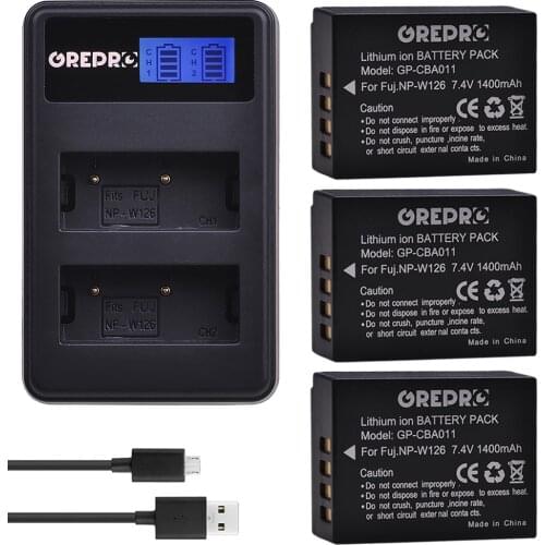 1400mAh NP-W126 NP-W126s NP W126 NPW126s battery + LCD Dual Charger for Fuji X-Pro1 XPro1 X-T1 XT1, HS30EXR X-A5 XA5 X-A20 XE3