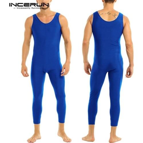 2021 Men Pajamas Jumpsuit Solid Color Sleeveless Homewear Leisure Nightwear Romper Cozy Fitness Soft Men Sleepwear S-5XL INCERUN