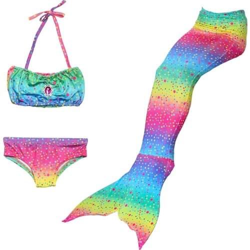 3PCS Girls Mermaid Tail Swimwear Cosplay Mermaid Bikinis Set Kids Mermaid Tails Swimsuit Beach Swimming Costume Clothes for Swim