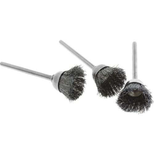 3Pcs Steel Wire Wheel Brush Head Abrasive Deburring Drilling Tools Bowl-shape 83XA
