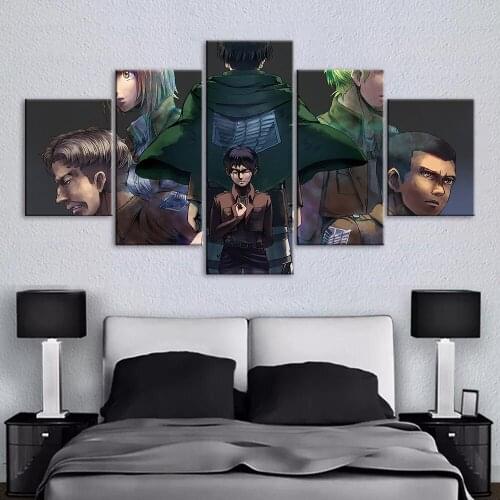 Canvas Wall Art HD Japan Anime 5pcs Prints Poster Home Levi Squad Cool Decoration Painting For Bedroom Modular Pictures No Frame
