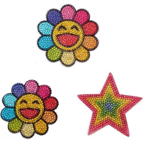 5pc Crystal Rhinestone sunflower patches for Clothing Iron on Clothes Appliques Badge Fabric Sticker Apparel Accessories