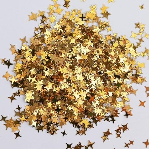 50g/Bag Nail Art Glitter Sequins Four-pointed Star Sparkly Decorations Holographic Nail Paillette Symphony Golden Flakes Te#020