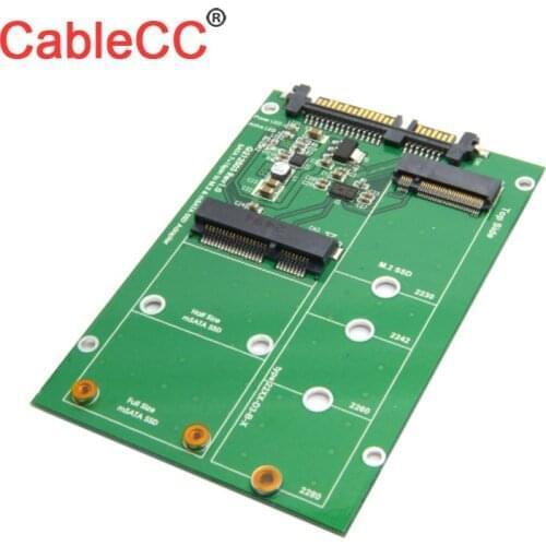 Cablecc 2 in 1 Combo Mini PCI- E 2 Lane M.2 NGFF & mSATA SSD to SATA 3.0 III PCBA Converter Adapter