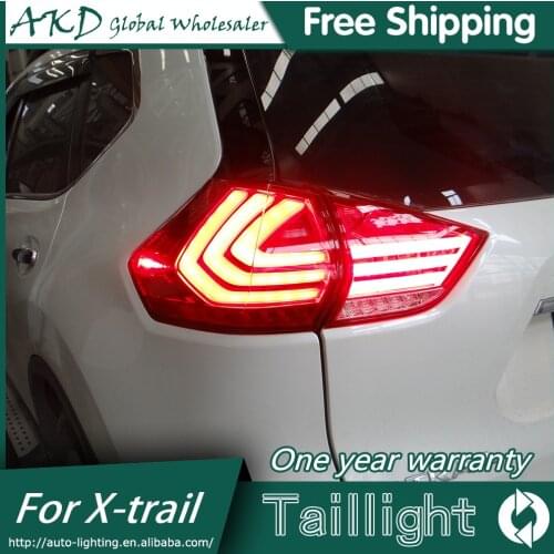 AKD Car Styling for Nissan X-trail Tail Lights 2014-2017 New Rouge LED Tail Light Rear Lamp DRL+Brake+Park+Signal X-trail