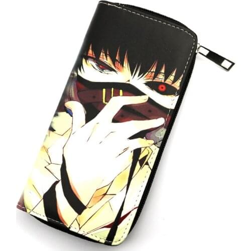 Anime Tokyo Ghoul colorful long style PU wallet of Kaneki Ken w/zipper multi-layer card holder long purse