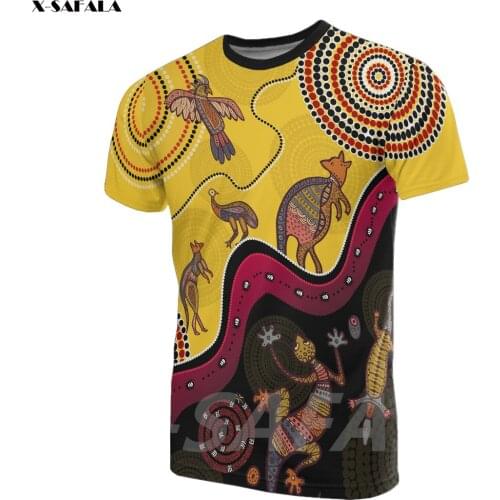 Australia Indigenous Animals Life Art 3D Printed High Quality Milk Fiber T-shirt Men Female Neck Round Casual Tops
