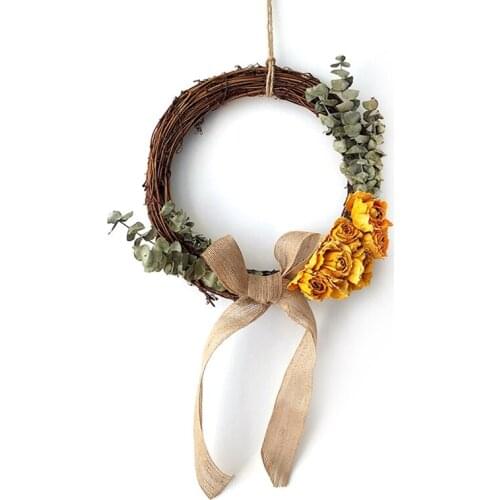 Garland for Birthday Feast Decoration,Rattan Hoop Natural Dried Flower Wall Hang