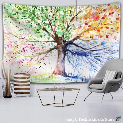 Beautiful Colorful Tree Tapestry Wall Hanging Psychedelic Fantasy Tree Polyester Yoga Mat Wall Art Hanging Tapestry Home Decor