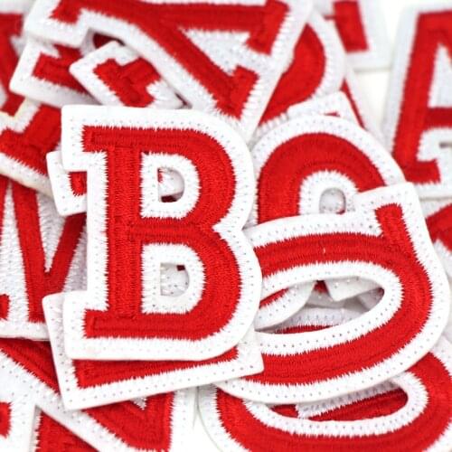 Red Embroidered iron on Letters Or numbers Applique Patch,Iron On Name Letters Patch for T-Shirt or Coat,Decoration iron on Patc