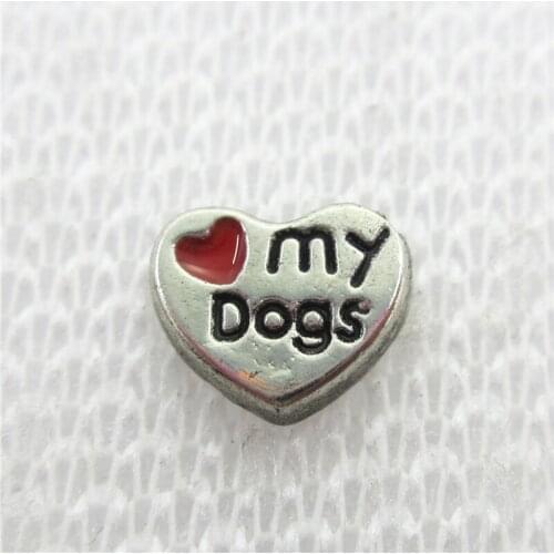 Hot Selling 30pcs/lot Love My Dogs Floating Charms Living Glass Memory Floating Lockets Pendants Charms DIY Jewelry Charm