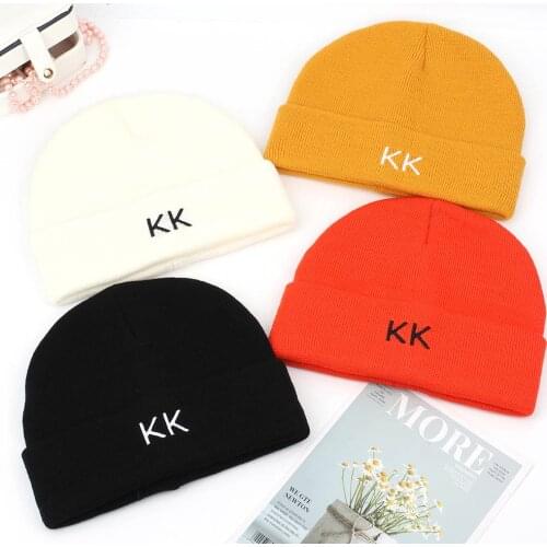 Sweet Fashion Letters Embroideried Unisex Hat For Women Female Men Cap Girl Warm Knitted Beanie Hats Solid Color Bonnet