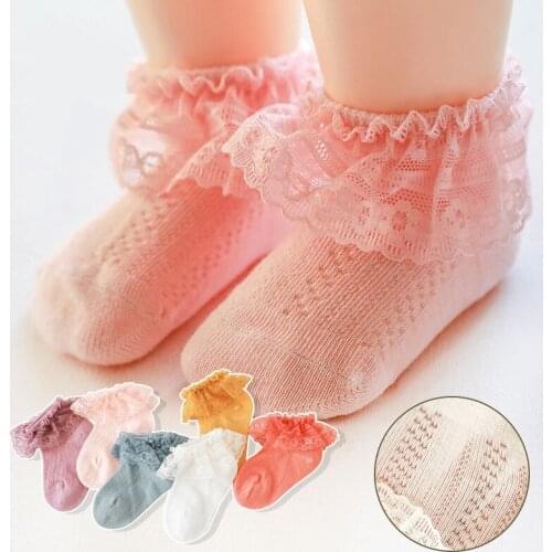 Cute Princess Lace Baby Girls Socks Summer Mesh Breathable Newborn Infant Socks Soft Cotton Toddler Socks