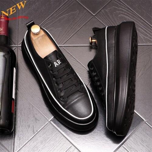 Autumn new Leather Men Casual Shoes Fashion Sneakers Hip Hop flats Board Shoes Chaussure Homme