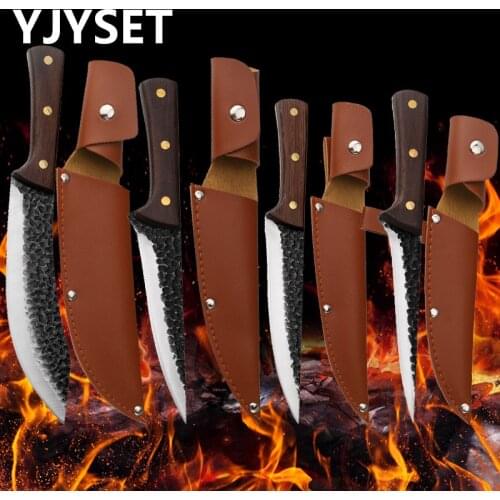 Forged Boning Knfe Set Butcher Knives Meat Cleaver With Cover Sheath Serbian Chef Slaughter Kitchen Knives Kitchen Camping Knife