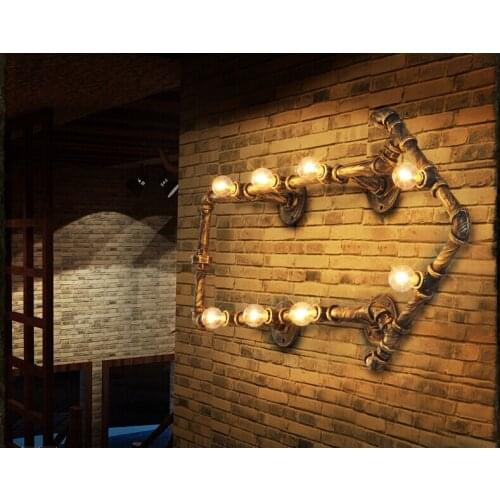 Fashion wroguht iron Water pipe wall lamp vintage aisle lights loft iron wall lamp edison incandescent light bulb