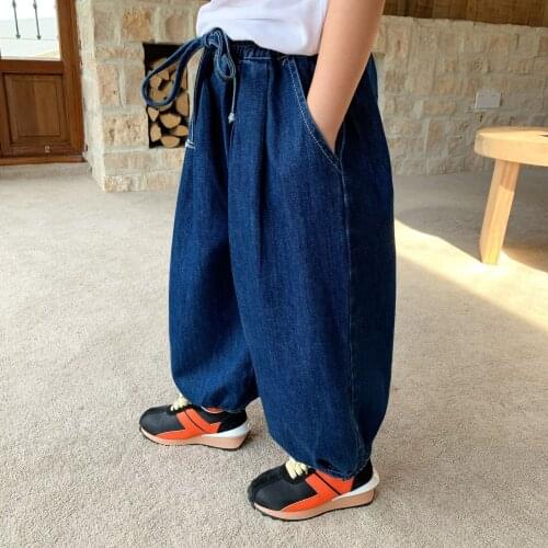 Autumn New Arrival korean style girls trousers loose all-match casual pure color jeans long pants for cool cute baby girls